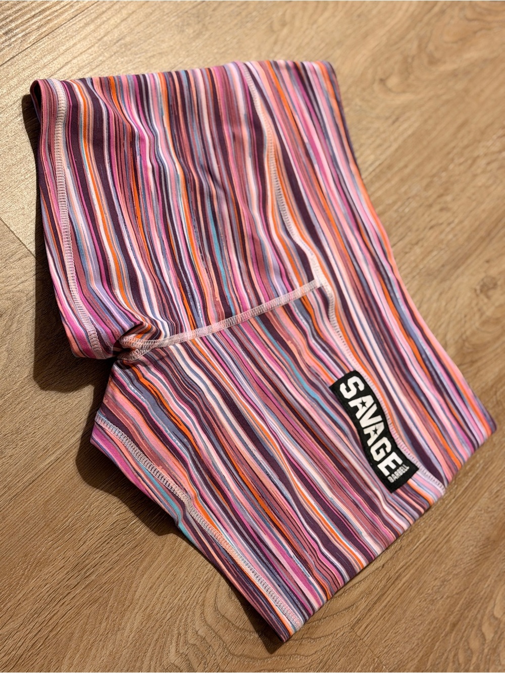 Savage Mini Booty Gym Shorts Multicolor Striped - Pink Orange Purple